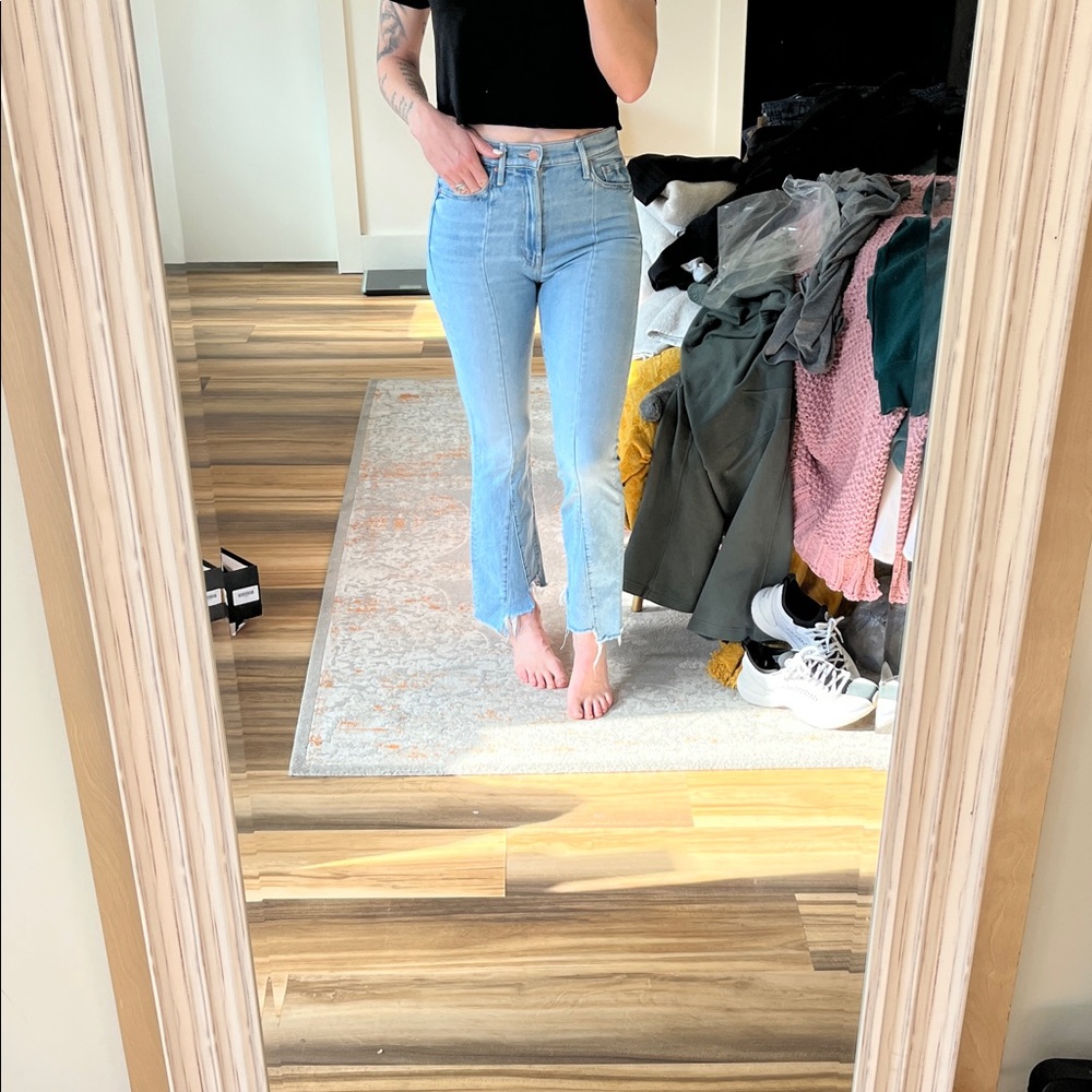 MOTHER Jeans Insider Step Crop Pointy Fray Size 26 (fits like 25) - Picture 2 of 9